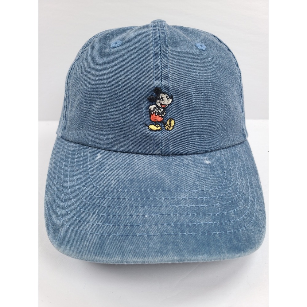 Disney Parks Mickey Mouse Denim Acid Wash Dad Hat Adjustable Retro Embroidered